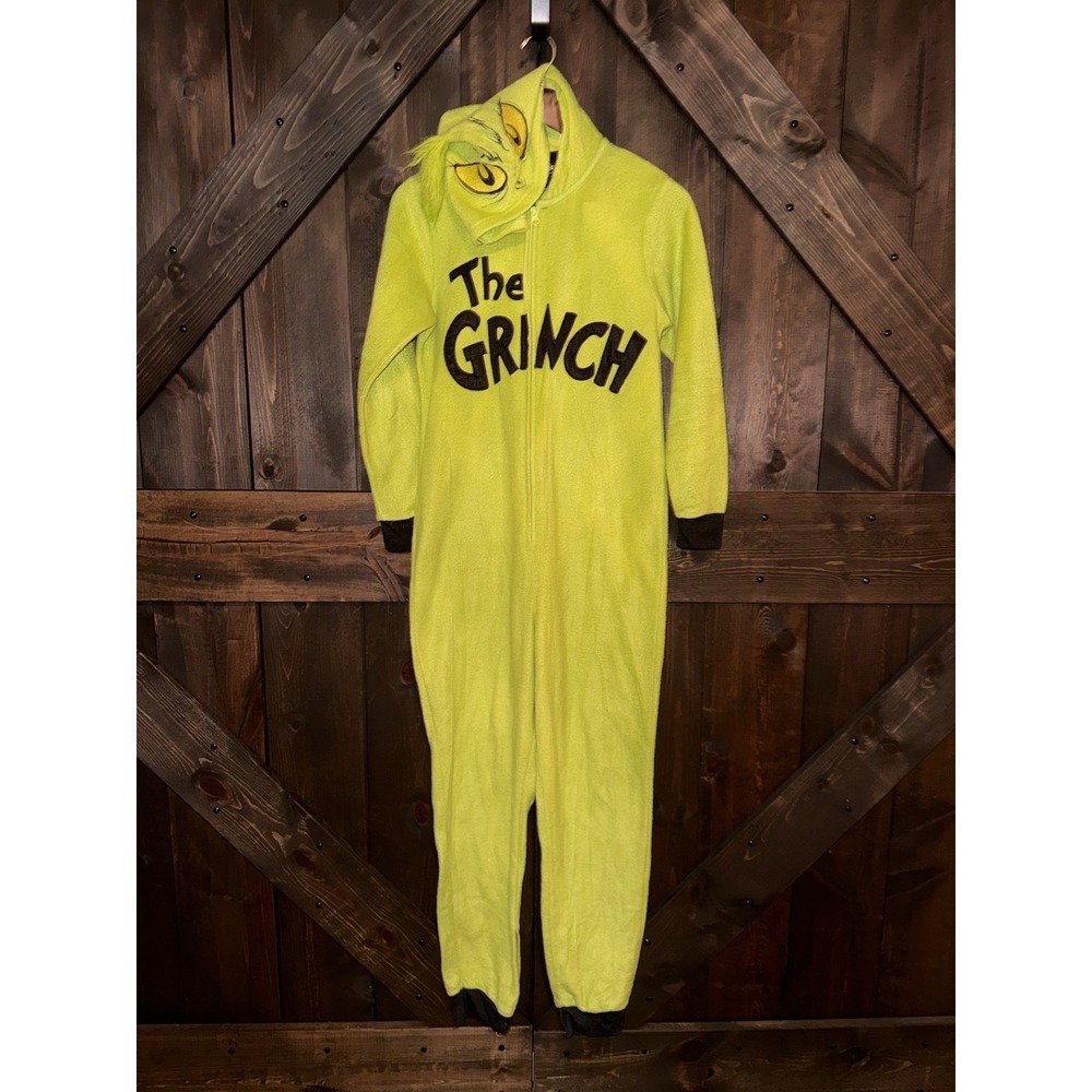 Dr. Seuss Women's Sz Small S 3/5‎ The Grinch Hooded Costume Pajama Jumpsuit